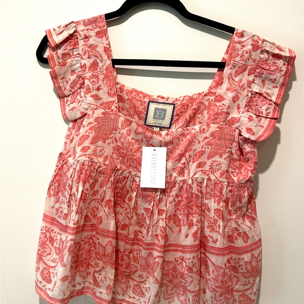 Intermix Bell Women's Pink Floral Top XS NWT